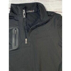 RLX Ralph Lauren Men Golf Jacket 1/4 Zip  Performance Wicking Stretch Black Med